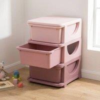 STILVORA 3 Drawer Storage Unit with Feet in Pink