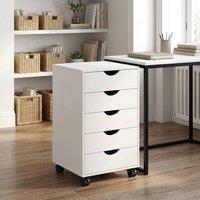 STILVORA White Filing Cabinet with 5 Drawers