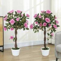 STILVORA Artificial Rose Tree 90 cm in Pot in Pink