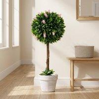 STILVORA Set of 2 Artificial Ball Trees 60 cm Pink in Green