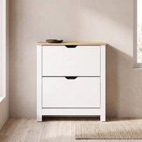 STILVORA Shoe Cabinet with 2 Flip Drawers & Shelves in White