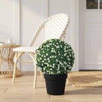 STILVORA Set of 2 Artificial Topiary Balls 40 cm White in Green
