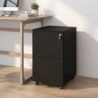 STILVORA 2 Drawer Mobile Filing Cabinet with Lock in Black
