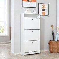 STILVORA Shoe Cabinet with 3 Drawers & Upper Shelf in White