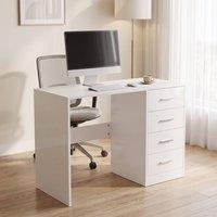 STILVORA Desk with 4 Drawers & High Gloss Finish in White