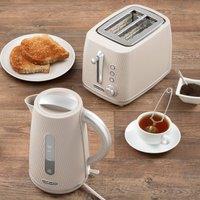 Daewoo Sleek "Cascade" 1.7L Fast-Boil Matching Kettle & Toaster Set 2-Slice in Taupe