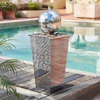 Primrose Stainless Steel Sphere Column Water Feature Silver Polished 83cm