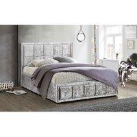 Birlea Fabric Ottoman Bed Frame Storage Hannover Gas Lift in Metallic Silver | Size: Double