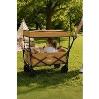 Neo Folding Wagon Canopy Garden Cart 140L 120kg in Khaki