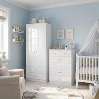 FWStyle Chilton 2 Piece Gloss White Complete Nursery Bedroom Furniture Set