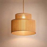 Voltico Large Double Layer Rattan Lampshade - 35cm Natural Pendant in Brown