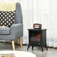 HOMCOM Freestanding Electric Fireplace Stove with Flame Effect & Overheat Protection in Black