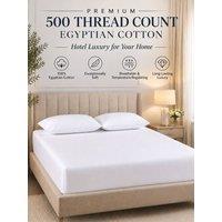 Grace 500 TC Egyptian Cotton 35cm Deep Fitted Sheet with 360 Elastic in White | Size: Double Fitted