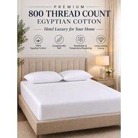 Grace 800 TC Egyptian Cotton 35cm Deep Fitted Sheet with 360 Elastic in White | Size: Single Fitted