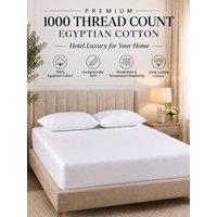 Grace 1000 TC Egyptian Cotton 35cm Deep Fitted Sheet with 360 Elastic in White | Size: Double Fitted