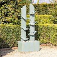 Primrose Elvas Tiered Cascading Zinc Water Feature With Lights 123cm in Grey