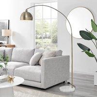FurnitureboxUK Holden Energy Efficient Metal Floor Arc Standing Lamp Light With Marble Base (Including Bulb) in Gold