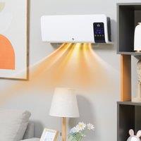 HOMCOM Wall Mounted Electric Heater with 2 Modes, 12H Timer & Oscillation in White