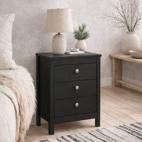 Wyld Haus Gossmere Matt Black Bedside Table 3 Drawers