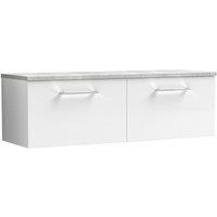 Balterley Level 1200mm Wall Hung 2 Drawer Unit & Laminate Worktop - Gloss White