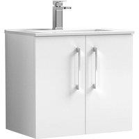 Balterley Bathroom 2 Soft Close Door & Wall Hung Vanity Unit Basin, White, 440mm in White