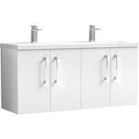 Balterley Level 1200mm Wall Hung 4 Door Double Basin Vanity Unit - Gloss White
