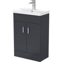 Balterley Satin Dark Grey Compact Bathroom 2 Door Vanity Basin Unit - 550mm