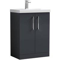 Balterley Bathroom 2 Soft Close Door Vanity Unit Basin, Dark Grey, 600mm in Grey