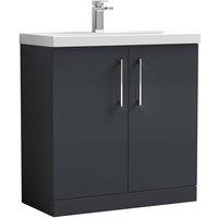 Balterley Bathroom 2 Soft Close Door Vanity Unit Basin, Dark Grey, 800mm in Grey