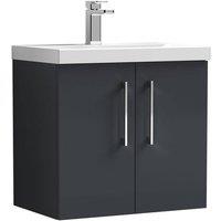 Balterley Bathroom 2 Soft Close Door Wall Hung Vanity Unit, Dark Grey, 600mm in Grey