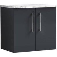 Balterley Level 600mm Wall Hung 2 Door Unit with Laminate Worktop Dark Grey