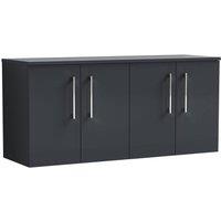 Balterley Level 1200mm Wall Hung 4 Door Vanity Unit with Worktop - Dark Grey