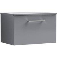 Balterley Level 600mm Wall Hung 1 Drawer Vanity Unit with Worktop - Satin Grey