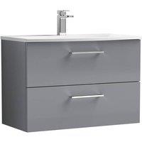 Balterley Bathroom Wall Hung 2 Soft Close Drawer Vanity Unit Basin, Grey, 800mm in Grey