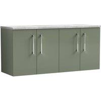 Balterley Level 1200mm Wall Hung 2 Door Unit with Laminate Worktop - Satin Green