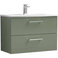 Balterley Bathroom 2 Soft Close Drawer Wall Hung Vanity Unit Basin, Green, 800mm in Green