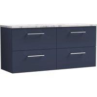 Balterley Level 1200mm Wall Hung 4 Drawer Unit & Laminate Worktop, Midnight Blue