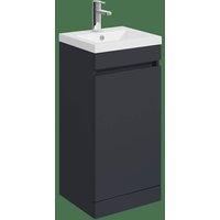 Balterley 400mm Floor Standing 1 Door Compact Unit & Polymarble Basin, Dark Grey