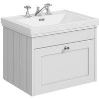 Balterley 600mm Wall Hung 1 Drawer Unit & Classic Basin 3 Tap Hole - Satin White