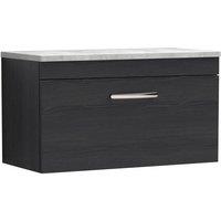 Balterley Millwich Contemporary 1 Drawer Wall Hung Vanity Unit, Black, 800mm in Black