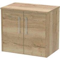 Balterley Winshill Contemporary 2 Door Wall Hung Vanity Unit, Light Oak, 600mm in Brown