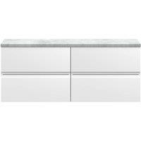 Balterley Mavesyn 4 Drawer Wall Hung Vanity Unit, Satin White, 1200mm in White