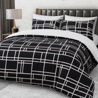 Pamposh Luxury Duvet Cover Set King Size Reversible Quilt Covers in Jet Black | Size: Double