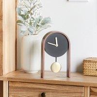 Wyld and Coco Luxe Table Clock Black MDF with Gold Pendulum