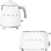Smeg KLF05 & TSF01 Retro Mini Kettle & 2 Slice Toaster Set in White
