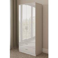 FWStyle 2 Door 2 Drawer High Gloss White Combination Wardrobe