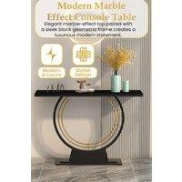 Hygrad Built to Survive 120cm Wide Free Standing Marble & Metal Console in Black
