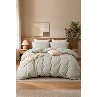 Pamposh Pin Stripes Duvet Cover Sets King Size Reversible Bedding Sets in Pale Grey | Size: Super King