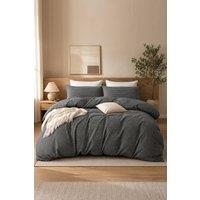 Pamposh Pin Stripes Duvet Cover Sets King Size Reversible Bedding Sets in Charcoal | Size: Double