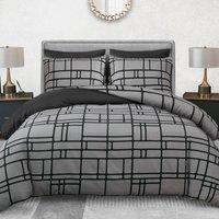 Pamposh Double Brushed Microfibre Duvet Cover Set With Zipper Closure in Grey | Size: Super King